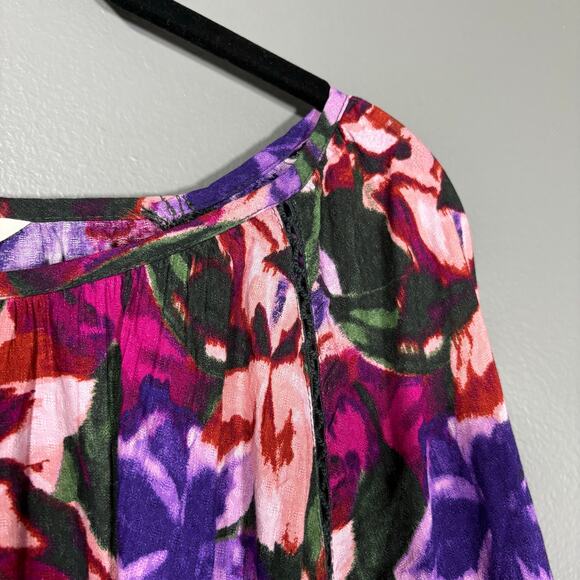 Terra & Sky Pink/Purple Floral Boho Peasant Top - Size 3X (24W-26W- Women's Plus - Picture 2 of 7